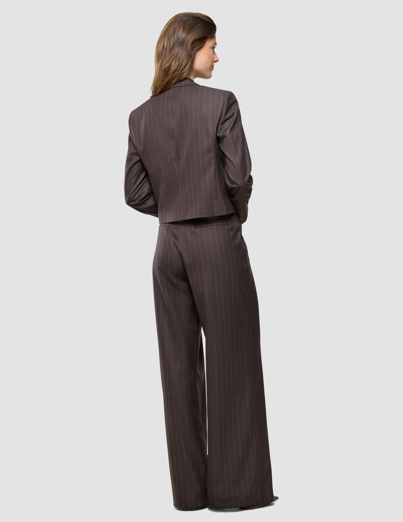 Women Raina Short Blazer Chestnut Pinstripe
